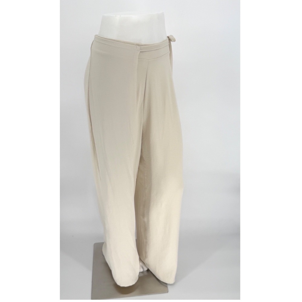 ZARA Beige Wrap Style Palazzo Wide Leg Pants XL Resortwear Party Vacation 101-02 - Picture 13 of 13